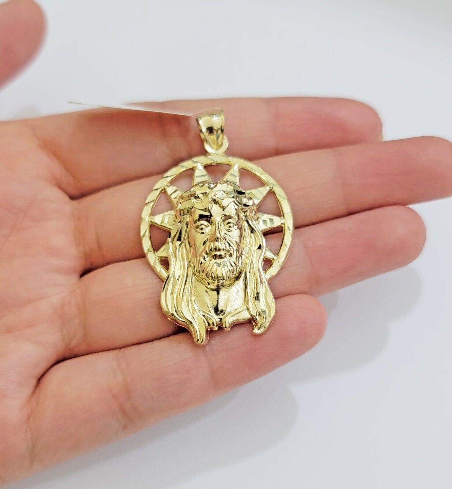 Real 10k Gold Charm Pendant Jesus Head 10kt Yellow Gold Genuine for Men's