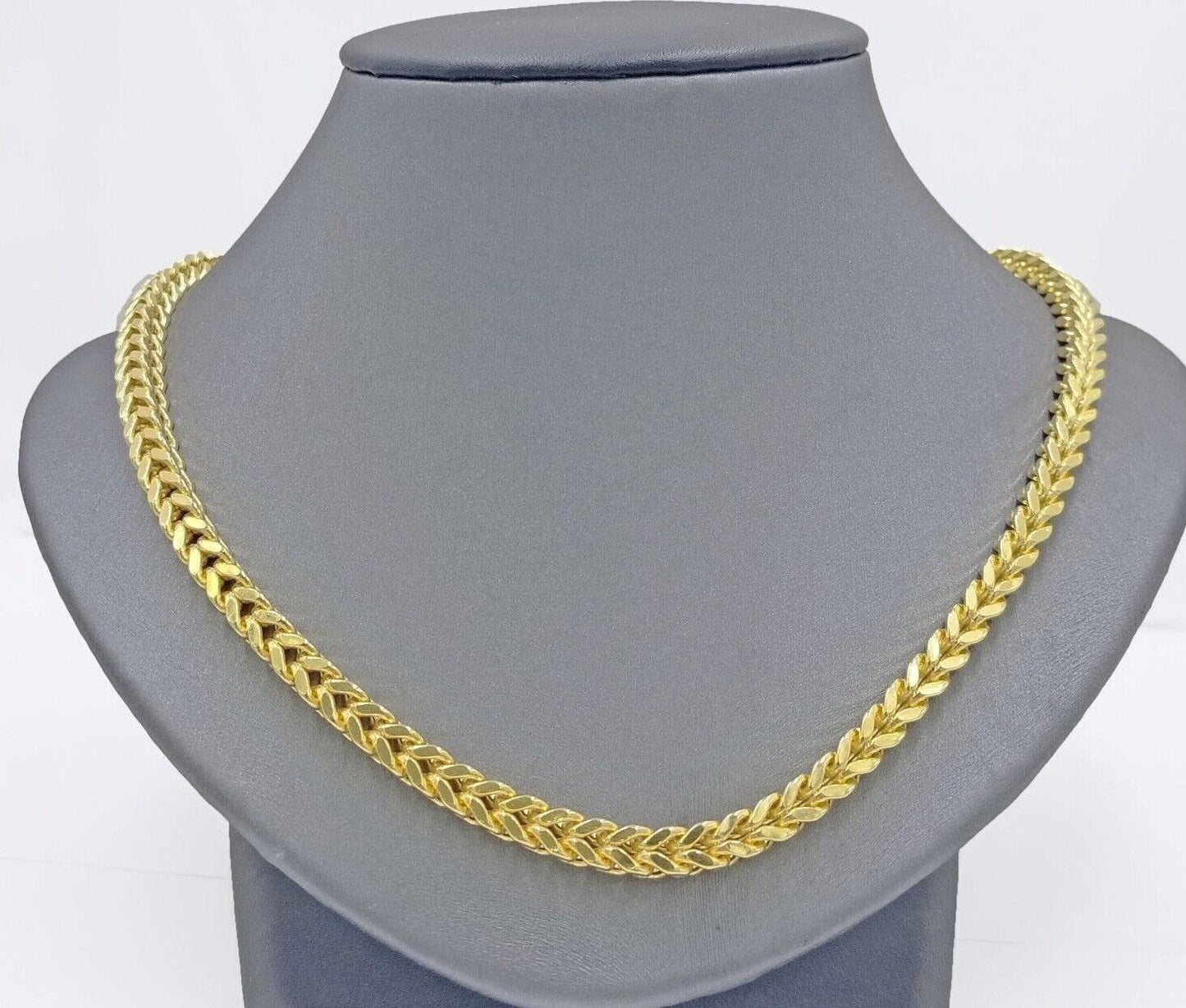 Real 10k Yellow Gold Franco chain Necklace 5mm 28 inch Men's 10 KT gold chain