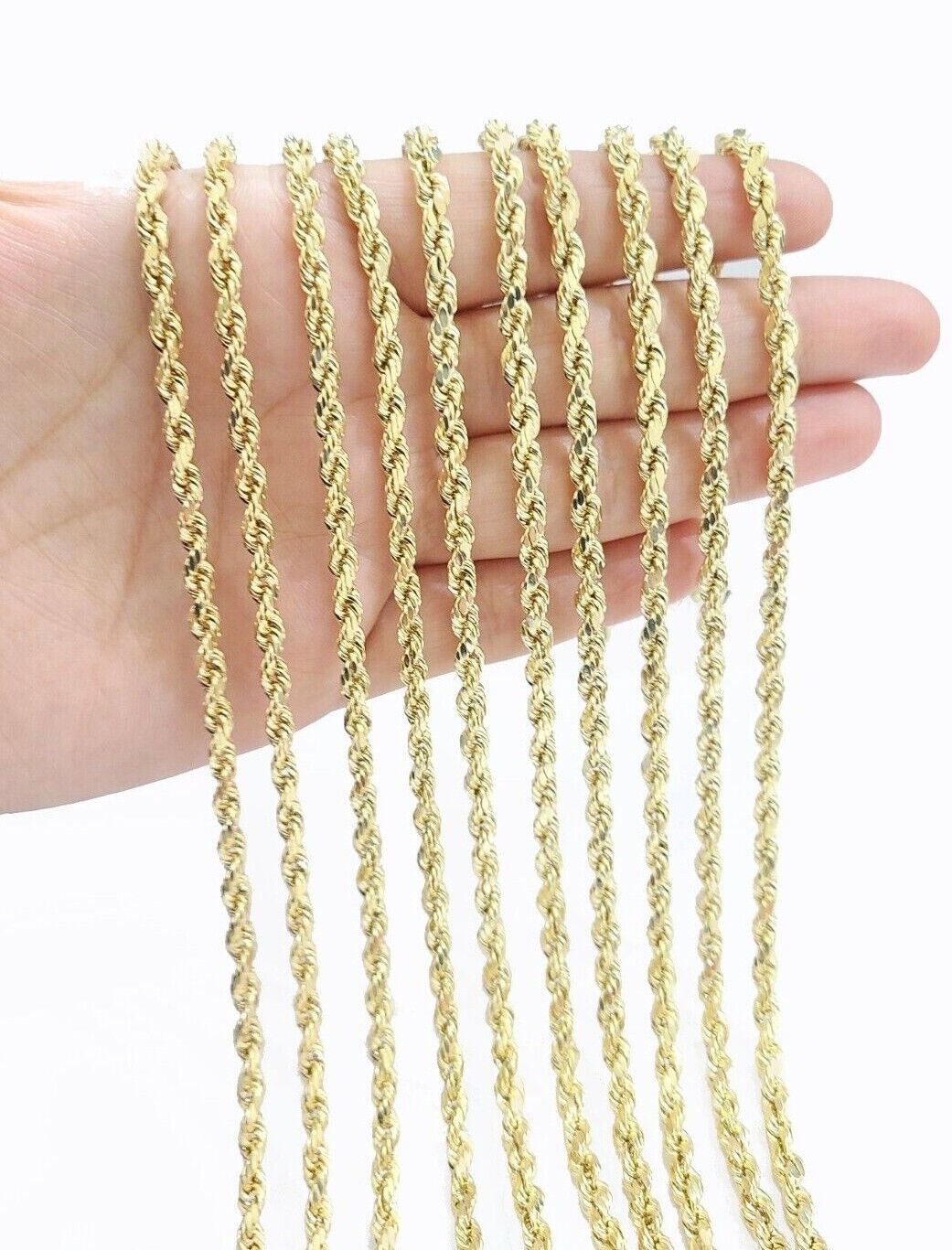 Real 10K Yellow Gold Rope Chain 4mm Necklace 16-30'' Inches Lobster Lock 10kt