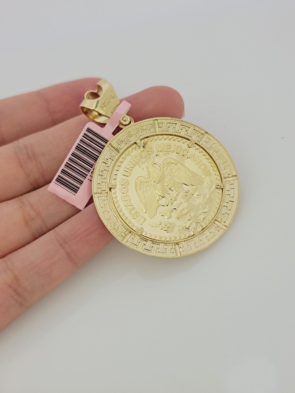 Real 14k Gold 1947 Mexican Centenario 50 Gold Pesos Copy Coin With Bezel Pendant