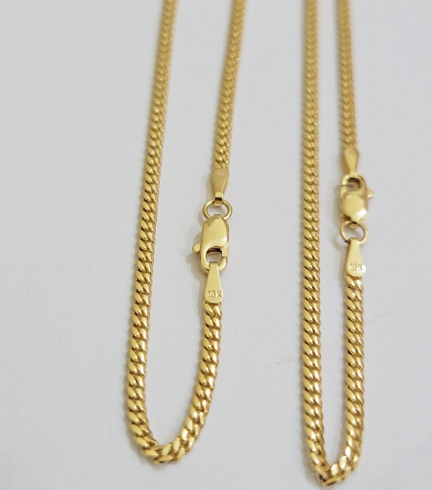 Solid 18k Gold Necklace Chain Miami Cuban Link 2mm 24 Inch Real 18kt Yellow Gold