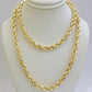 Solid 14k Gold Rope Chain Necklace 26 Inch 6mm Real 14kt Yellow Gold Diamond Cut