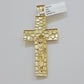 REAL 10k Gold Franco Necklace Nugget Cross Pendant SET 24 Inch 3mm Chain & Charm