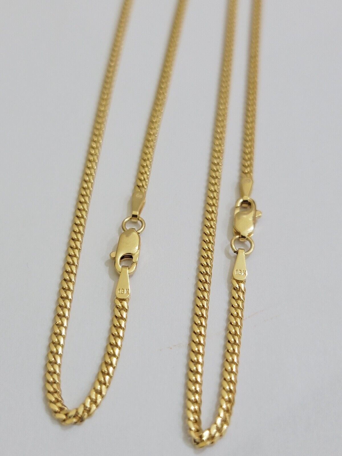 Solid 18k Yellow Gold Necklace Chain Miami Cuban Link 2mm 18"-24 Inch Real 18kt