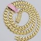 9mm Miami Cuban Royal Link Chain Necklace Box Clasp Real 14K Yellow Gold on SALE