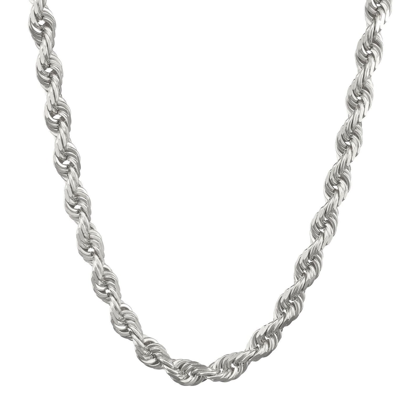 Real 10K White Gold Rope Chain 6mm  Necklace  20-24'' Inches Lobster Lock 10kt