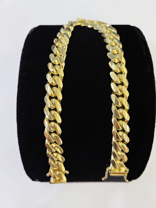 Solid 14k Yellow Gold Cuban Link Bracelet 8mm 7.5 Inch REAL Miami Links Foe Mens