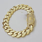 Real 10k Gold Bracelet Mens 9 inch 15mm Royal Cuban Link 10kt Yellow Gd CZ Lock