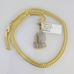 10K Solid Gold Miami Cuban Chain SET Diamond Praying Hands Charm 18"-26" 2.5mm