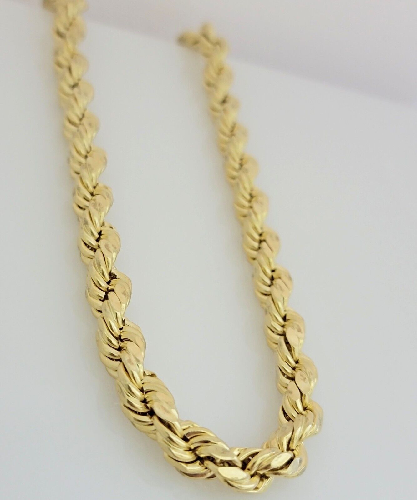 10K Yellow Gold Rope Chain Necklace 8mm 22 Inch REAL 10kt Diamond Cuts For Mens