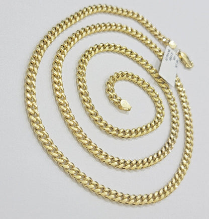 Real 10K Yellow Gold Chain Necklace Miami Cuban Link Chain 4.5mm 18" - 26'' Inch