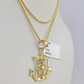 10K Solid Franco Chain Jesus Anchor Pendant Charm Necklace 16"-22" 1mm Gold