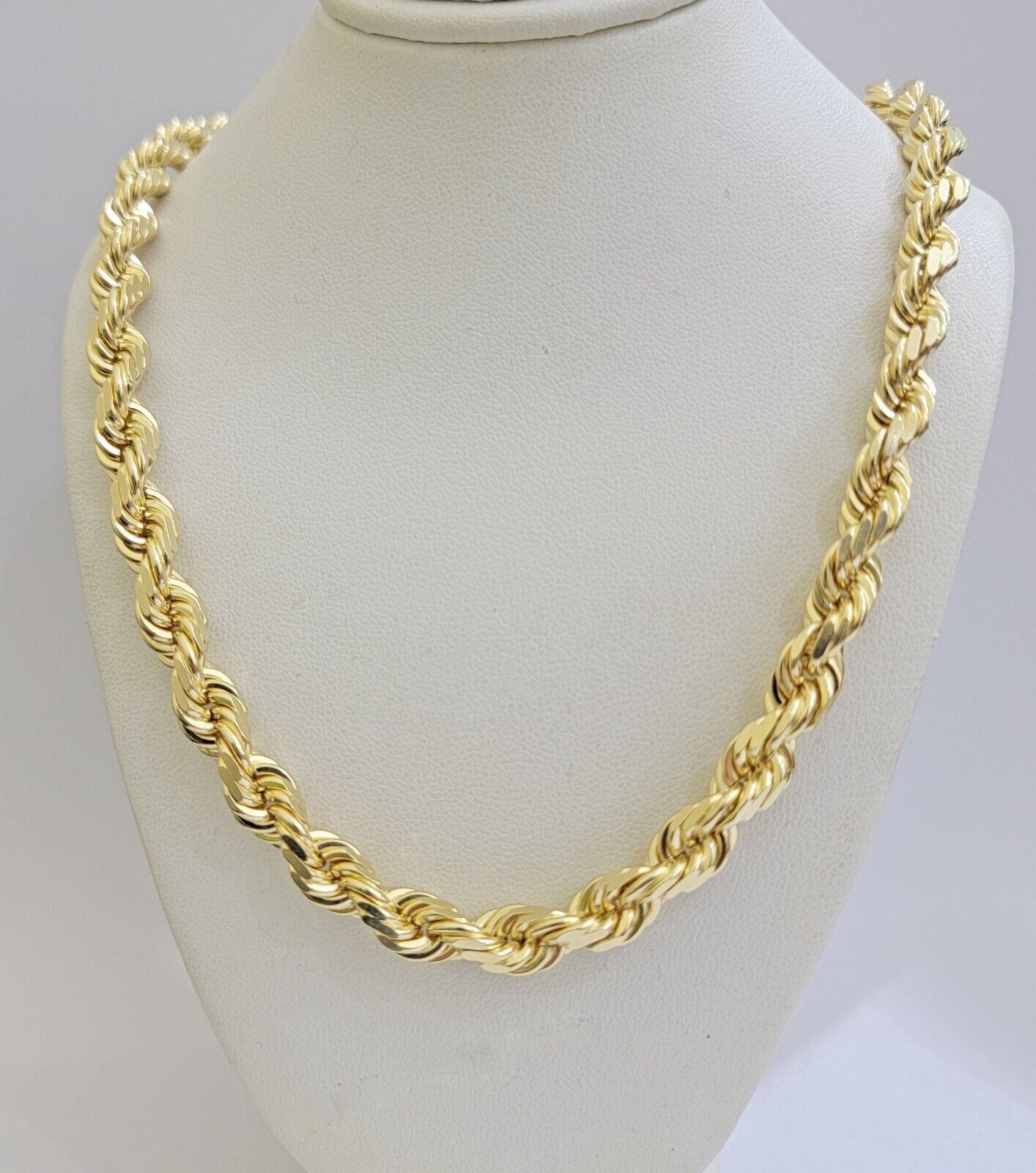 Real 14k Gold Rope Chain Necklace 8mm SOLID 18 Inch- 30 Inch DIamond cuts 14 KT