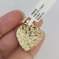 Real 10k Gold Chain Pendant SET Nugget Heart Charm Miami Cuban Link Necklace 2mm