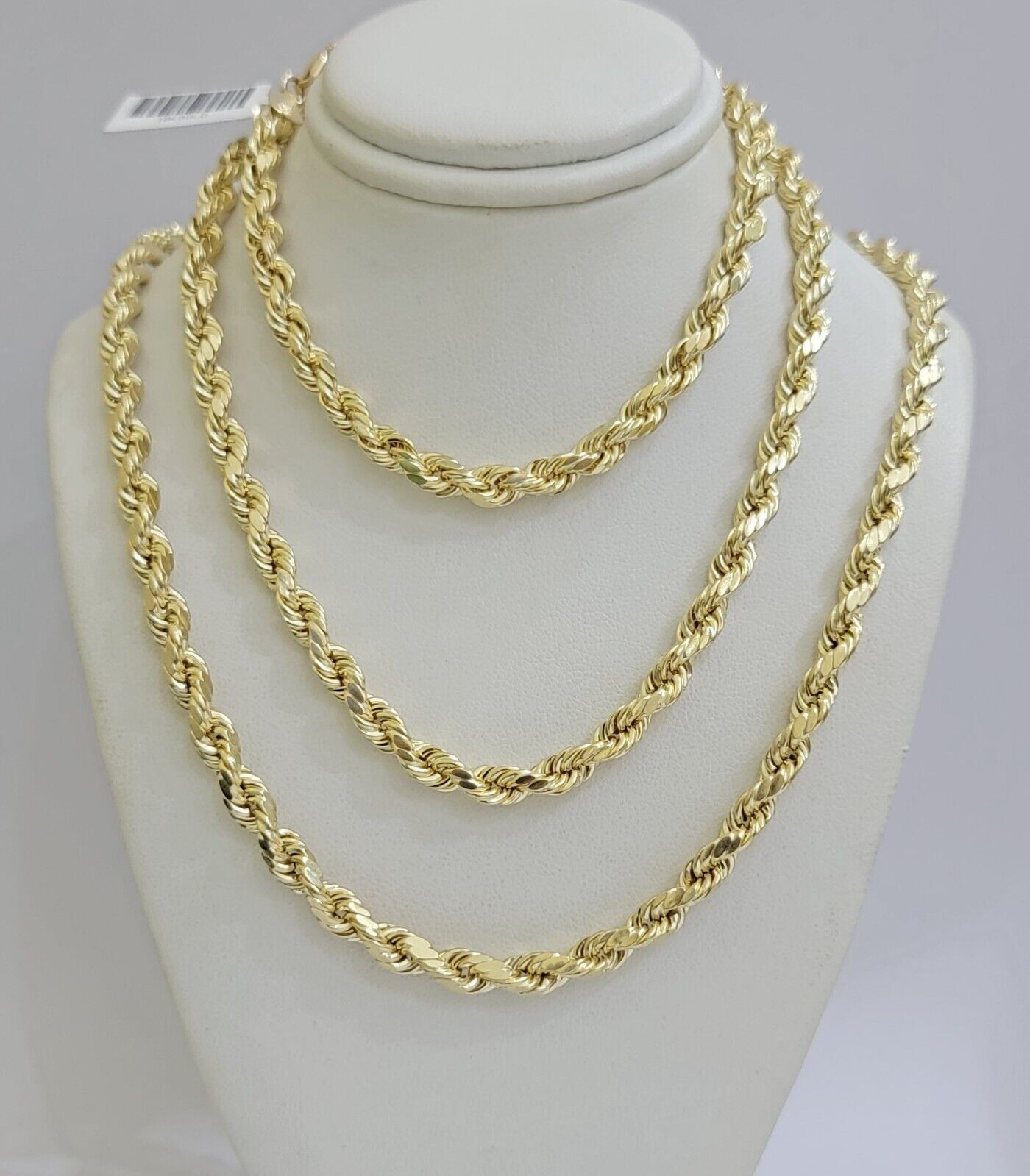 Real 10k Gold Rope Chain Necklace 18-30 Inch 3mm To 10mm Diamond Cut 10KT Yellow