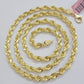 Solid 14k Gold Rope Chain Necklace 26 Inch 6mm Real 14kt Yellow Gold Diamond Cut