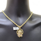 Real 10k Gold Rope Chain Pendant Set 6mm 26" Necklace &Star Jesus Head Charm Men