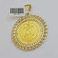 Real 10k Yellow Gold Pendant Copy Coin charm 50 pesos 2.25 Inch, Men's 10KT / A1
