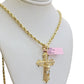 REAL 14k Gold Rope Necklace Cross Charm Pendant SET SOLID 4mm 20" Choker Chain