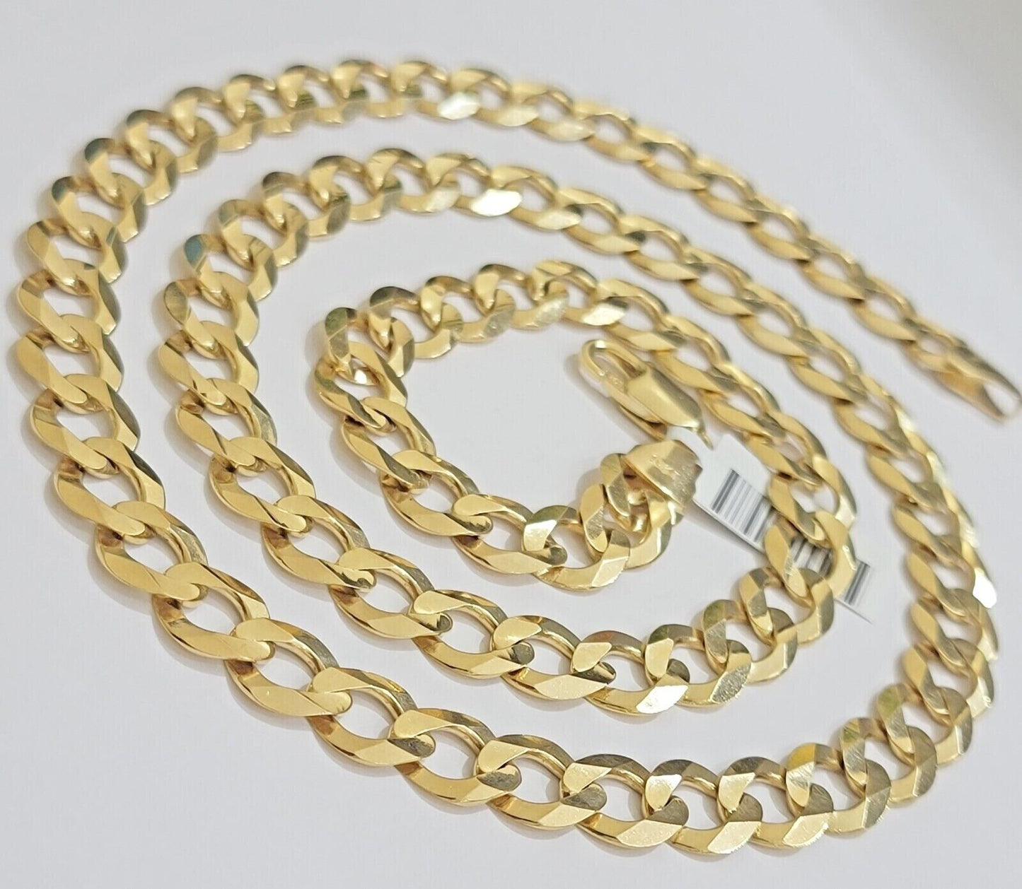 Real 10k Gold Chain Cuban Curb Link 9mm 18 in - 30 Inch Mens Solid 10kt Yellow