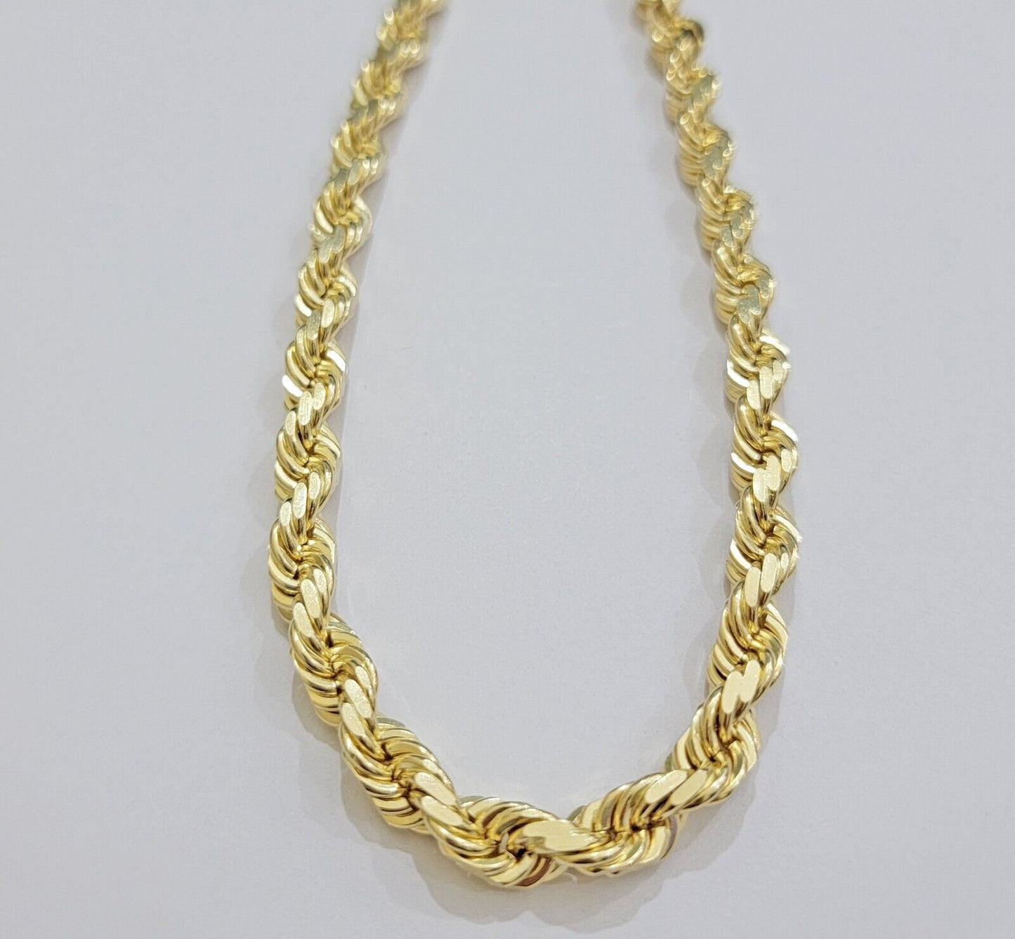 Real 14k Gold Rope Chain Necklace 28 Inch 8mm Mens Diamond cut SOLID 14KT Yellow