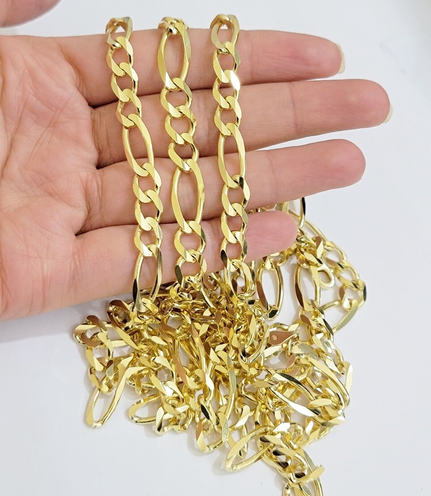 Figaro Link Chain 14k Yellow Gold 7mm Necklace 20 - 30 Inch SOLID 14kt STRONG