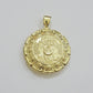 Real 10k Yellow Gold Charm Pendant Jesus Head Face & Virgin Mary 2 Inch 10KT Men