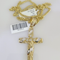 REAL 10k Yellow Gold Cuban Link Chain With Cross Charm Pendant, Necklace 3mm 24"