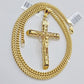 REAL 10k Yellow Gold Franco Necklace Cross Pendant Chain 24 Inch &Jesus Crucifix