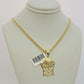 Real 10k Gold Chain Pendant Set Franco Necklace Basketball Charm 2.5mm 18"-24"