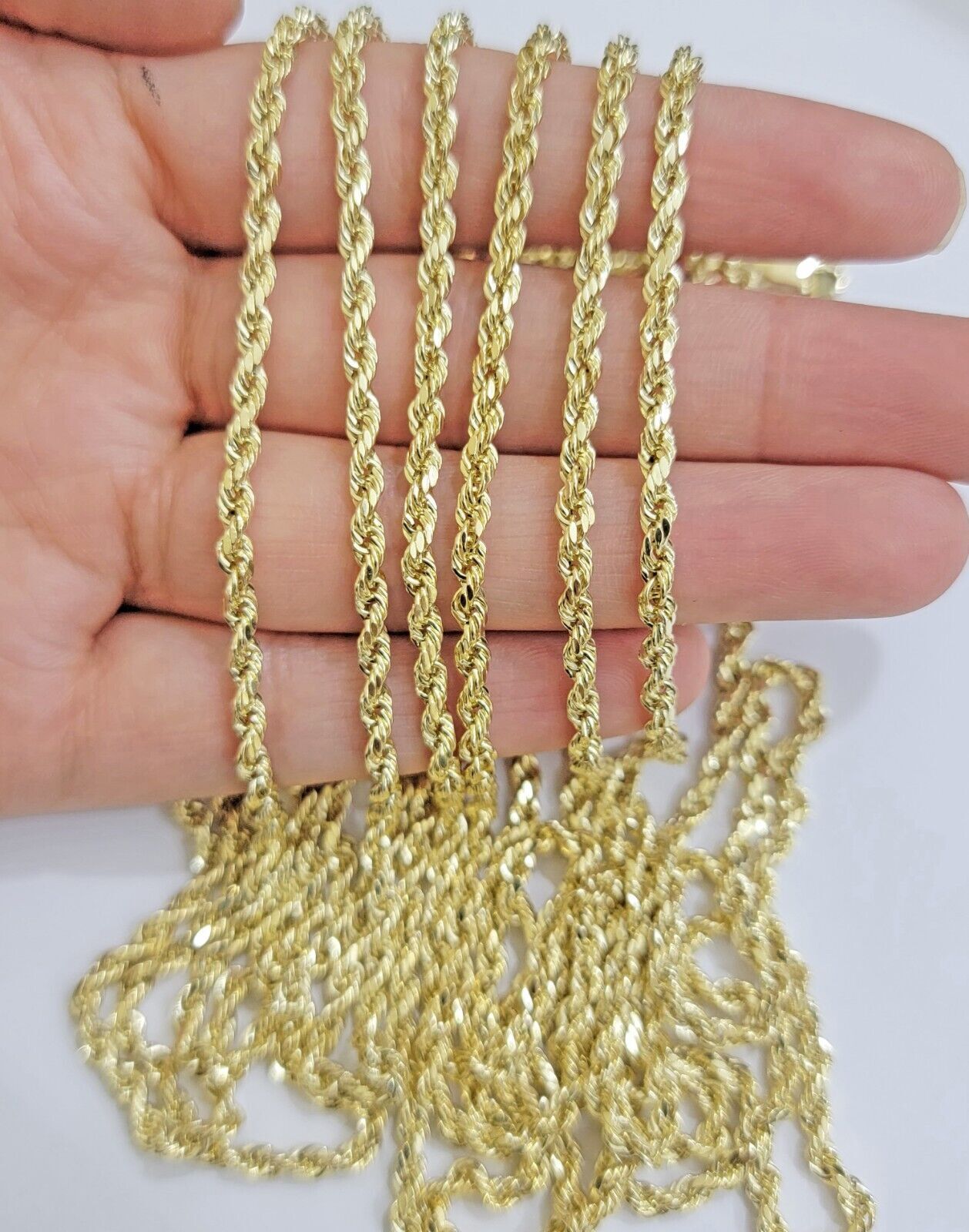 Real 14k Yellow Gold Rope Chain Necklace 4mm 18-30 Inch Diamond Cut 14kt SALE