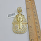 Real 10k Yellow Gold Pharaoh Head Charm Pendant 2.5"  10kt With Stones for Men's