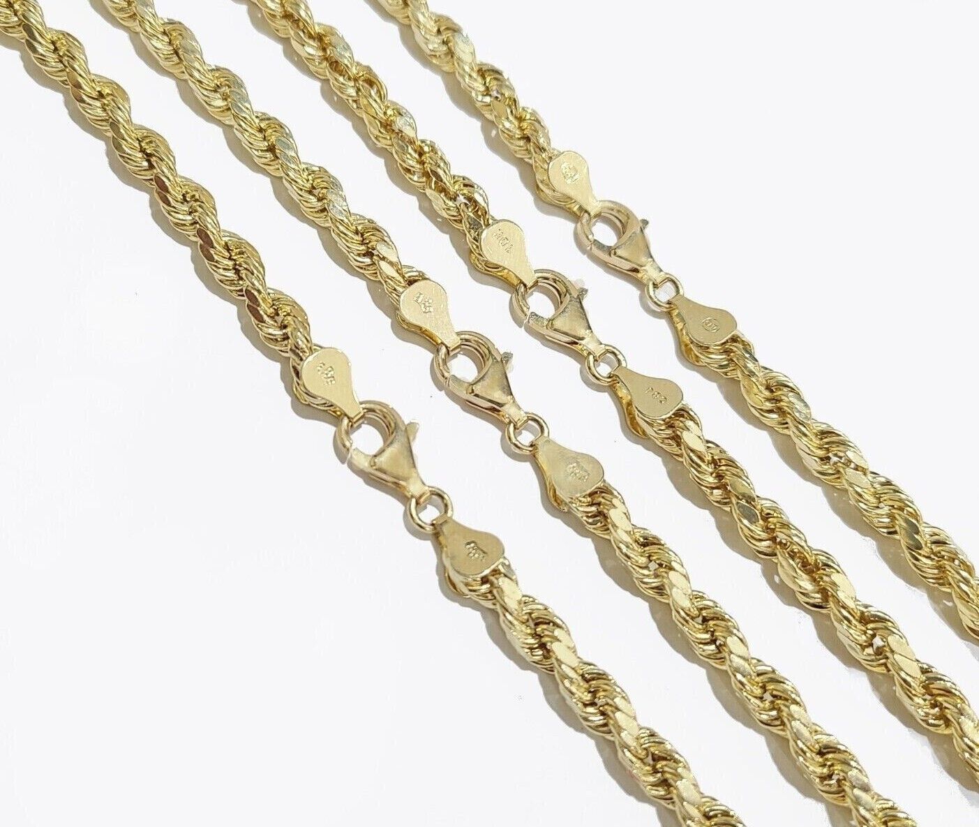 Real 10k Yellow Gold 8mm Rope Chain Necklace 18 in- 30 Inch Diamond Cuts 10kt