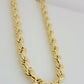 10K Yellow Gold Rope Chain Necklace 8mm 24 Inch REAL 10kt Diamond Cuts For Mens