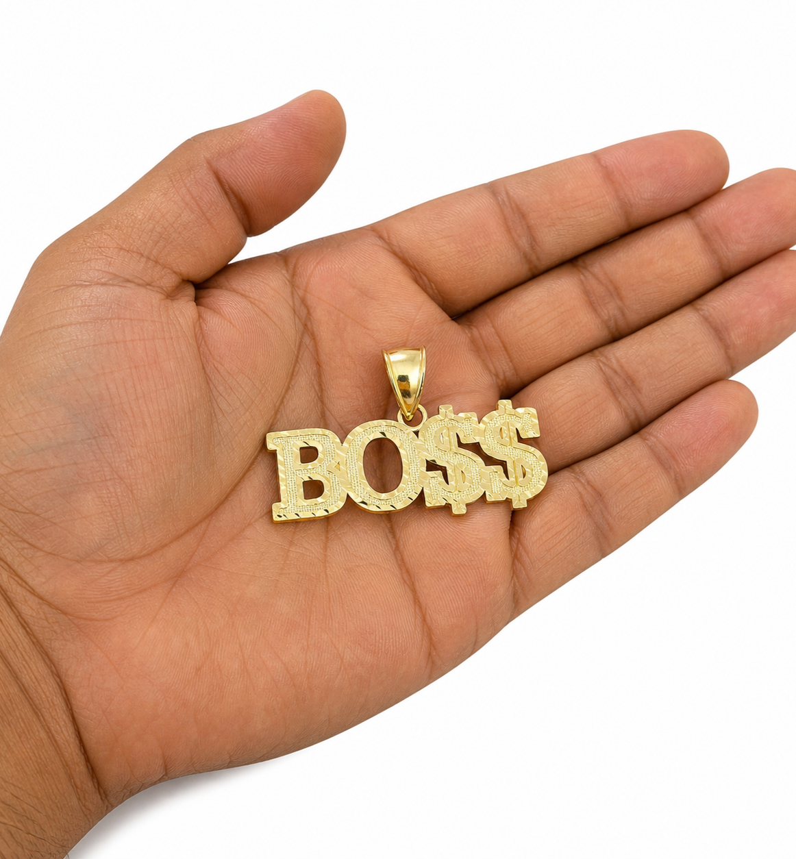 10K Yellow Gold BOSS Pendant Dollar Sign Letter Charm Hip Hop Style Me ...