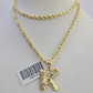 10k Gold Initial K Charm Rope Chain 16"-26" 2.5mm SET Necklace Alphabet Pendant