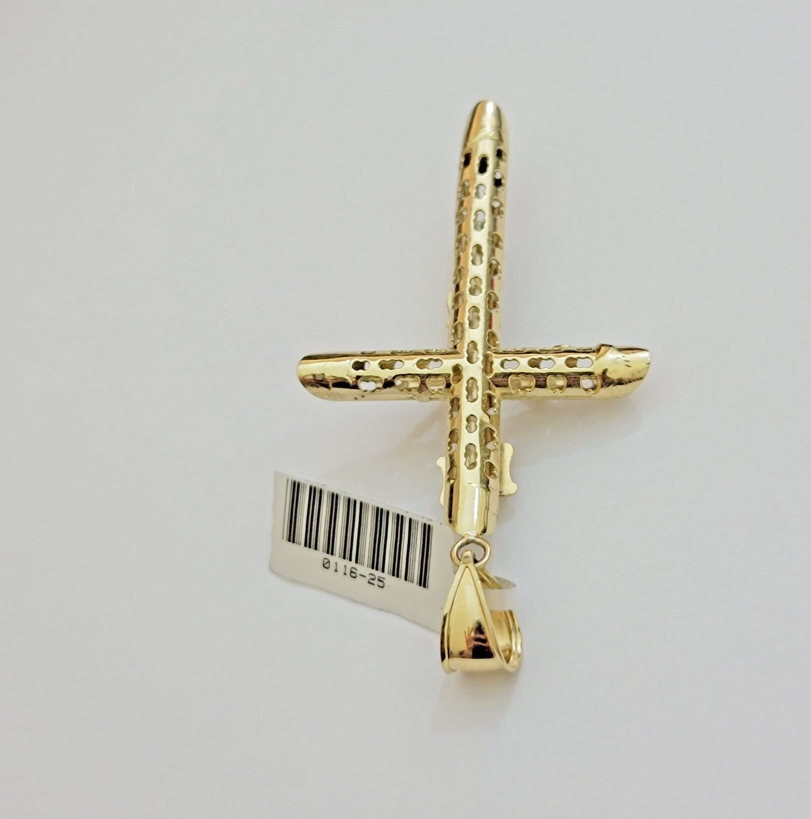 Real 10k Yellow Gold Cross charm Hollow INRI Pendant 2.5 Inch For Mens 10KT /AS