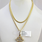 10K Solid Gold Miami Cuban Chain SET Diamond Jesus Cross Charm 18"-26" 2.5mm
