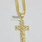 REAL 10k Gold Cross Pendant Franco Chain Necklace 20"- 26" SET & Jesus Crucifix