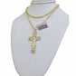 Real 10k Gold Rope Chain Cross Charm Pendant SET 3mm 20" Necklace Jesus Crucifix