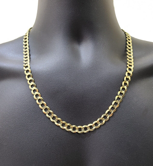 Solid 10k Yellow Gold Necklace Cuban Curb Link Chain 8.5mm 22 Inch For Mens