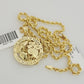 Real 10k Gold Chain Pendant SET World Is Your Charm  Rope Necklace 3mm 22 Inch