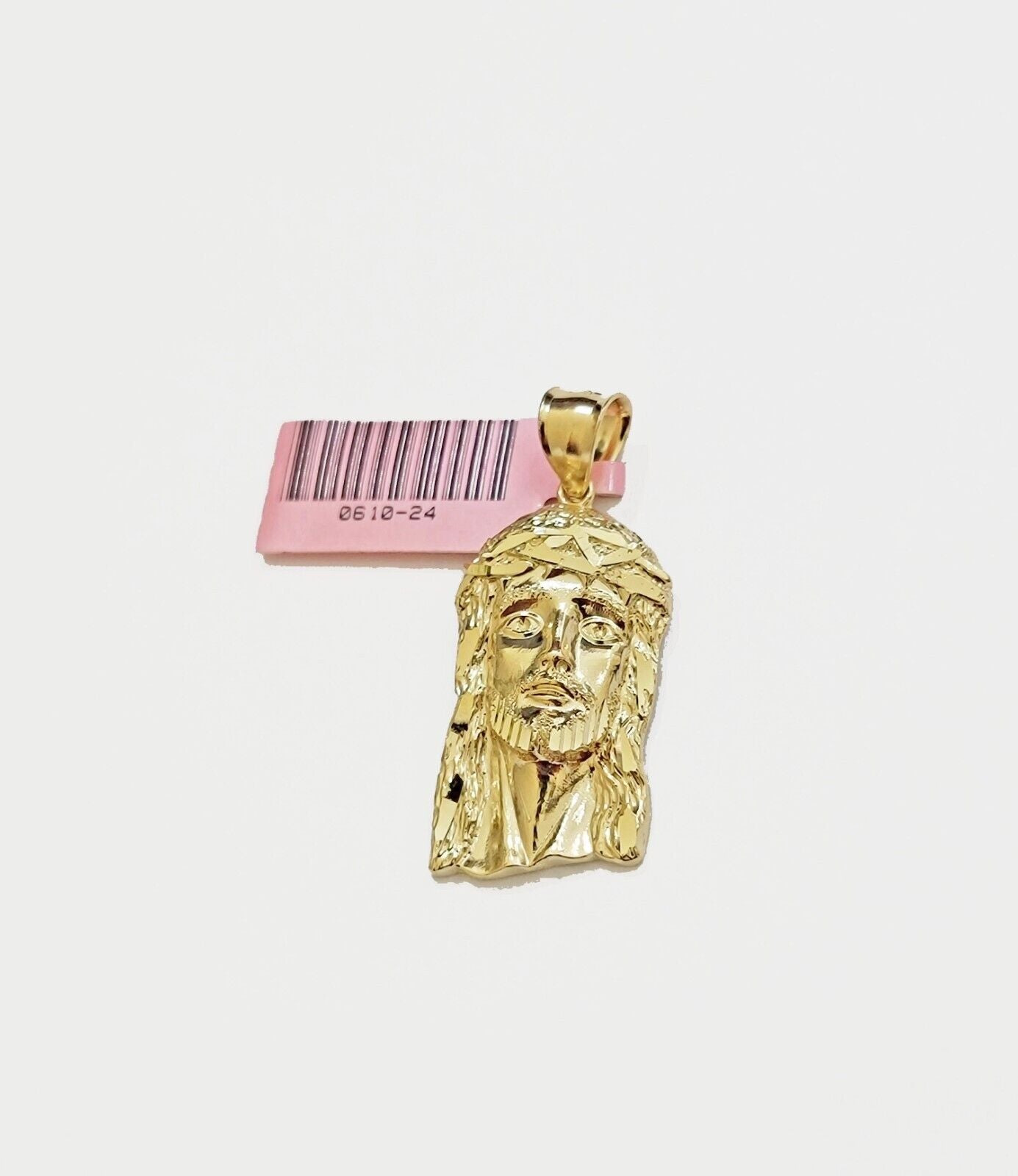 Real 14k Yellow Gold Charm Pendant Jesus Head 14 KT For Men Women, Diamond Cuts