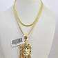 10K Solid Gold Miami Cuban Chain SET Jesus Head Pendant Charm 18"-26" 2.5mm