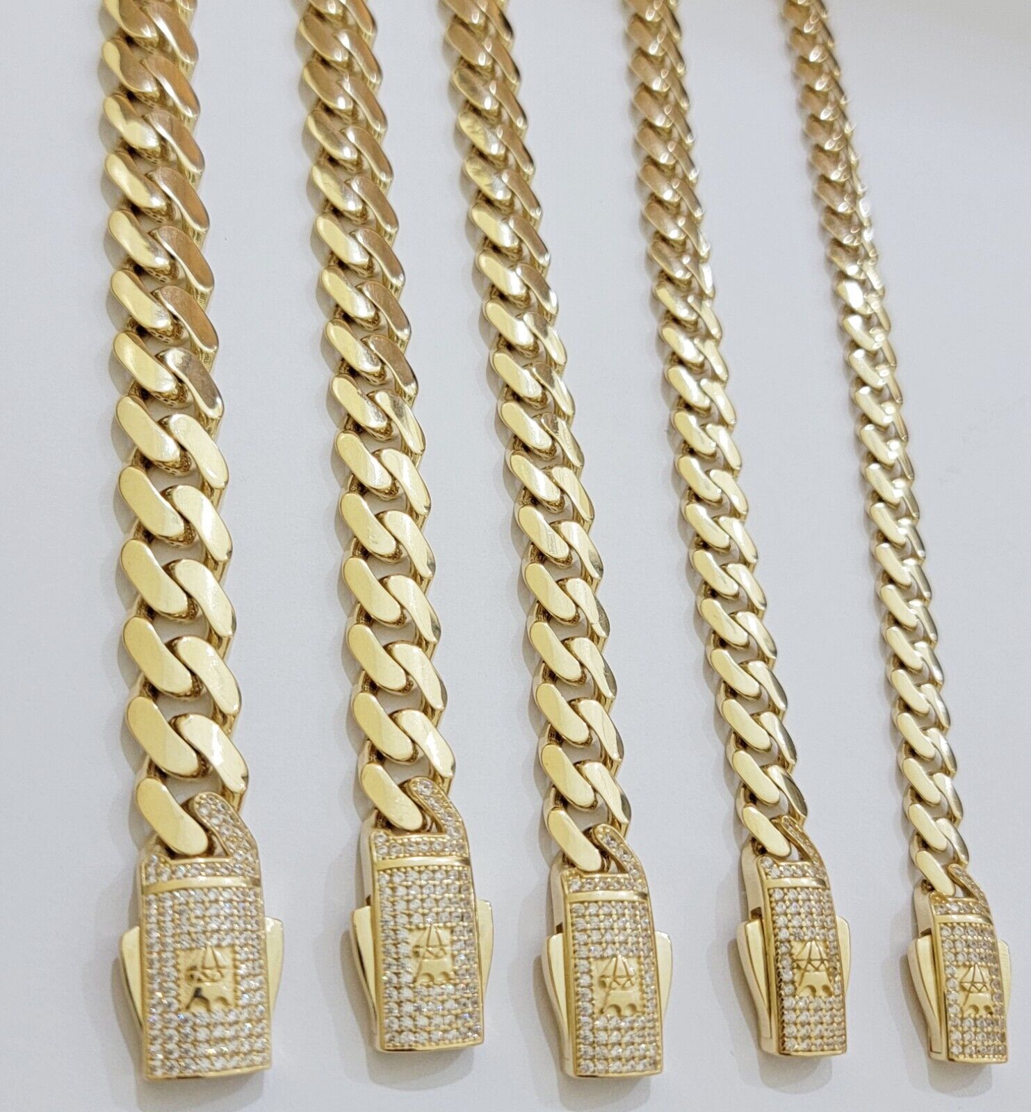 Real 14k Yellow Gold Necklace Link Chain Royal Cuban 7mm- 15mm 20 22 24 26 Inch