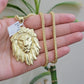 REAL 10k Gold Franco Necklace Charm Lion Head Pendant SET 20 - 26 Inch 3mm Chain