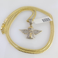10K Solid Gold Miami Cuban Chain SET Diamond Money Bag Wing Charm 18"-26" 2.5mm