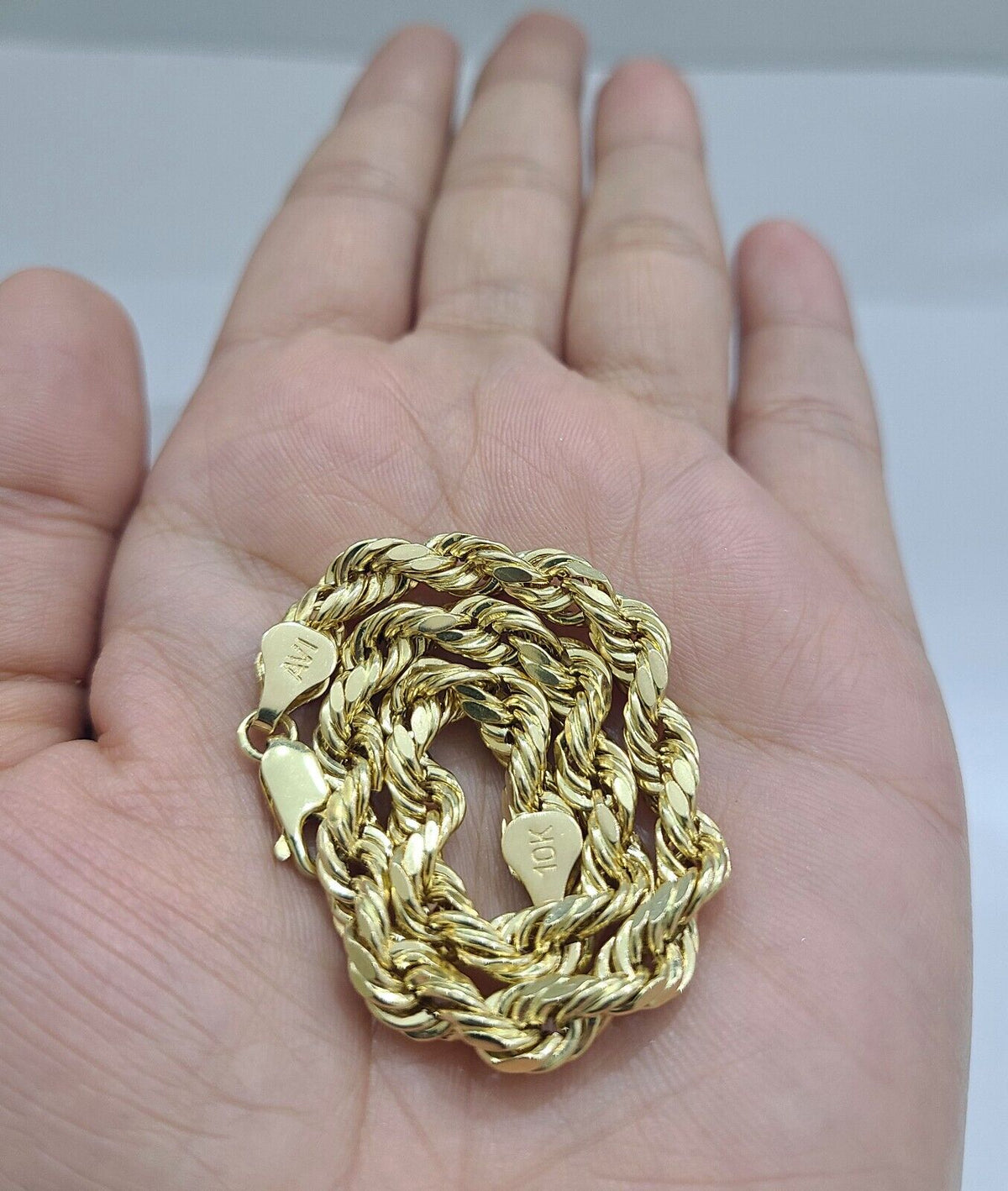 10K Yellow Gold Real Rope Bracelet – 5mm Thick, 7.5 Inch, Unisex, Made In Italy