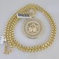 Real 10k Gold Chain Charm SET Byzantine Necklace 3mm 22" & CZ Head Pendant 10kt