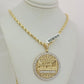 Real 10k Gold Rope chain Last supper Charm Pendant SET Solid Necklace 4mm 22Inch